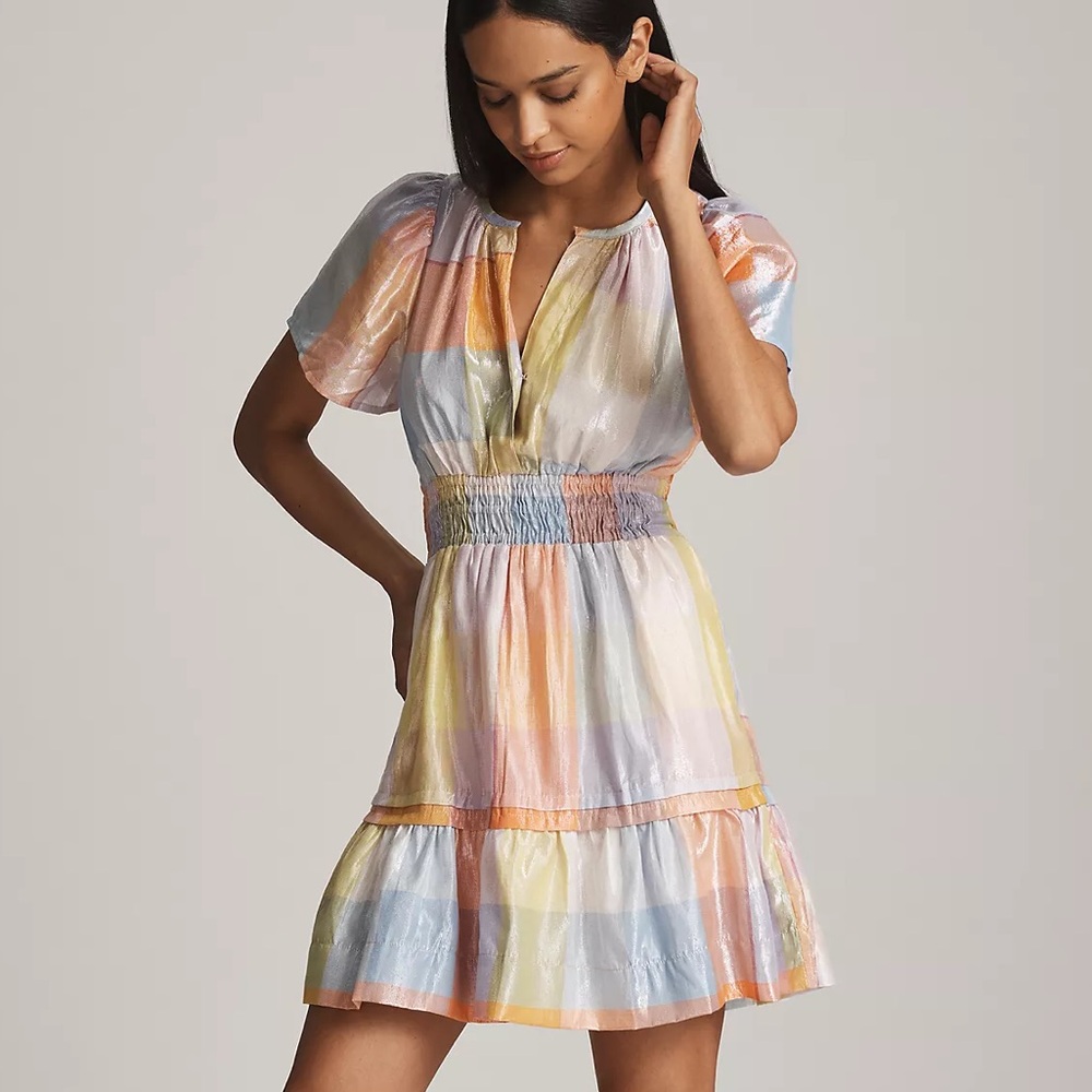 Anthropologie NWT The Somerset Mini Dress Metallic Edition Large L
